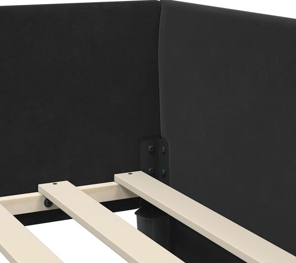 Kutni krevetni okvir s madracem Ostalo 2 pcs Crna Baršun - Crna / 80 x 200 cm