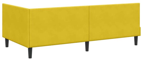 Kutni okvir kreveta s uzglavljem Žuta 90 cm x 200 cm Baršun - Žuta / 90 cm x 200 cm