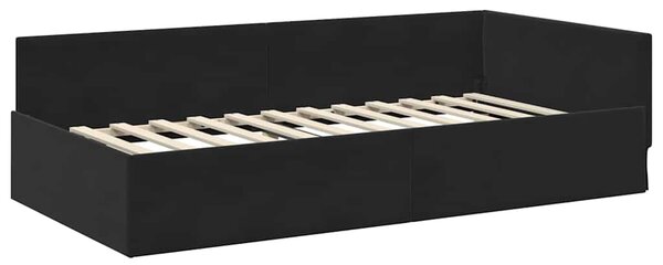 Kutni krevetni okvir s madracem Ostalo 2 pcs Crna Baršun - Crna / 80 x 200 cm