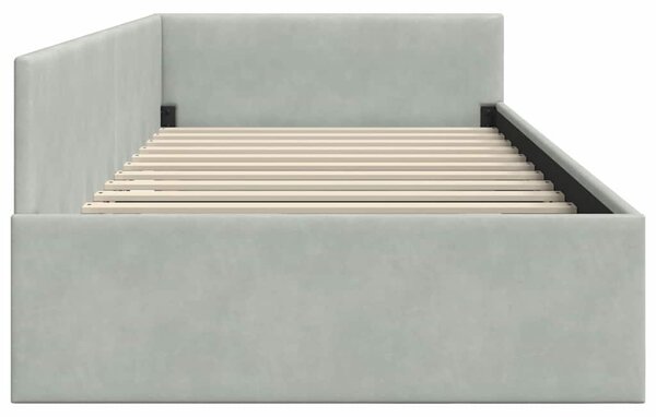 Kutni okvir kreveta Svijetlo siva 100 cm x 200 cm Baršun - Svjetlosiva / 100 cm x 200 cm