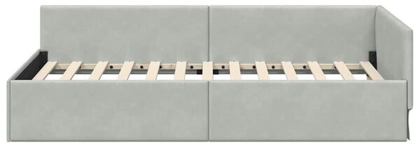 Kutni okvir kreveta Svijetlo siva 100 cm x 200 cm Baršun - Svjetlosiva / 100 cm x 200 cm