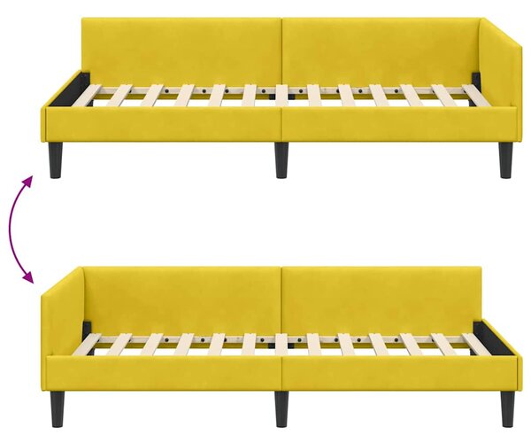 Kutni okvir kreveta s uzglavljem Žuta 80 cm x 200 cm Baršun - Žuta / 80 cm x 200 cm