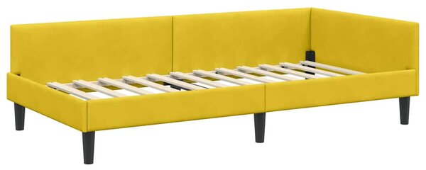 Kutni okvir kreveta s uzglavljem Žuta 80 cm x 200 cm Baršun - Žuta / 80 cm x 200 cm