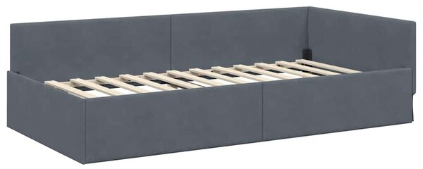 Kutni okvir kreveta Tamno siva 80 cm x 200 cm Baršun - Siva / 80 cm x 200 cm