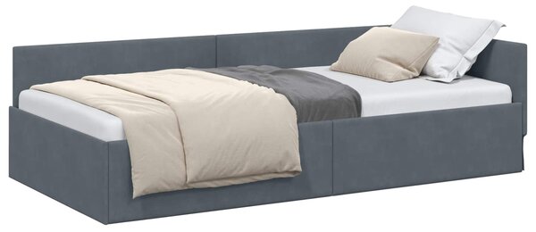Kutni okvir kreveta Tamno siva 80 cm x 200 cm Baršun - Siva / 80 cm x 200 cm