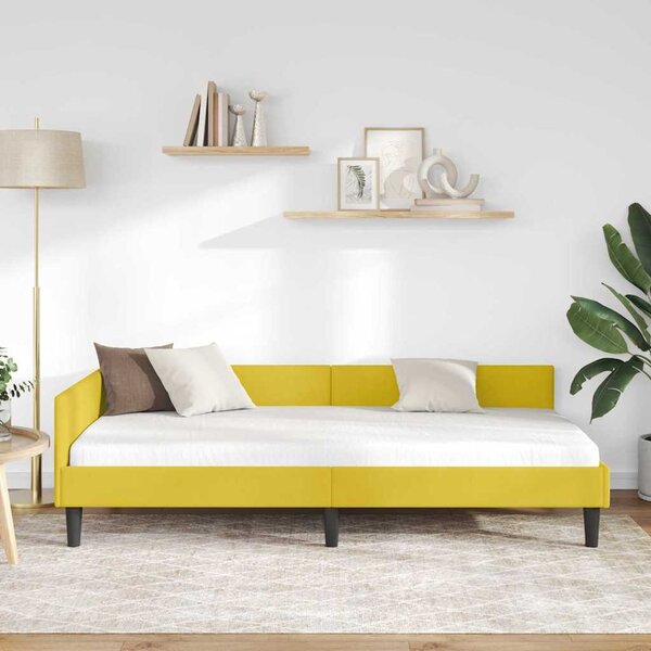 Kutni okvir kreveta s uzglavljem Žuta 80 cm x 200 cm Baršun - Žuta / 80 cm x 200 cm