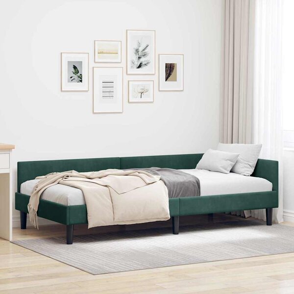 Kutni okvir kreveta Tamnozelena 80 cm x 200 cm Baršun - Zelena / 80 cm x 200 cm