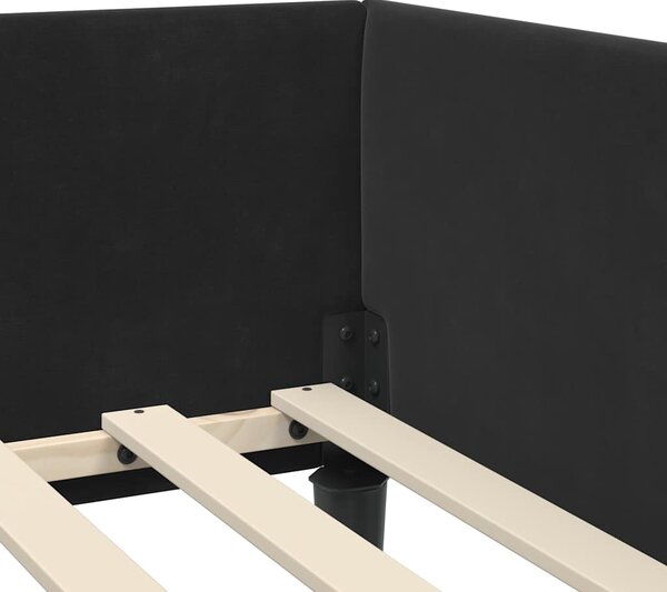 Kutni okvir kreveta s uzglavljem Crna 100 cm x 200 cm Baršun - Crna / 100 cm x 200 cm