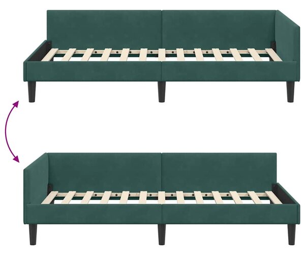 Kutni okvir kreveta Tamnozelena 80 cm x 200 cm Baršun - Zelena / 80 cm x 200 cm