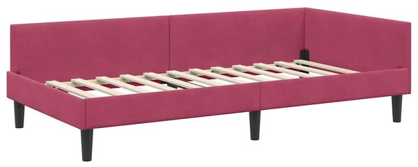 Kutni okvir kreveta Vinska crvena 100 cm x 200 cm Baršun - Crvena / 100 cm x 200 cm
