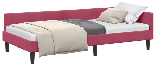 Kutni okvir kreveta Vinska crvena 100 cm x 200 cm Baršun - Crvena / 100 cm x 200 cm