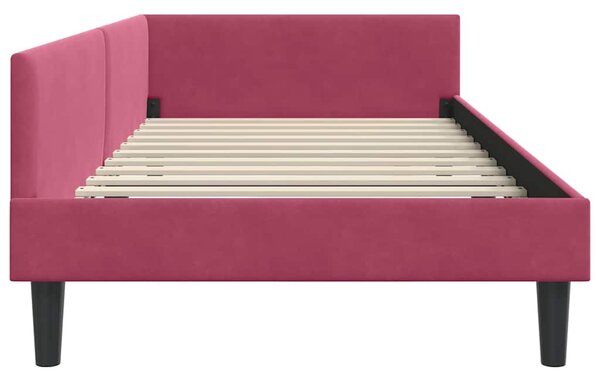 Kutni okvir kreveta Vinska crvena 100 cm x 200 cm Baršun - Crvena / 100 cm x 200 cm