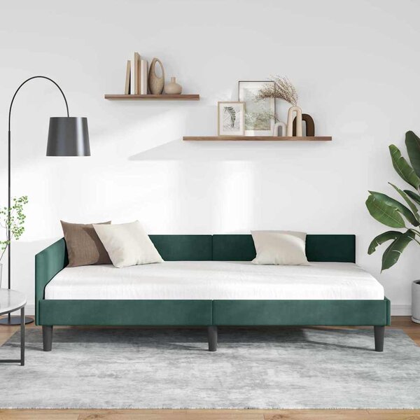 Kutni okvir kreveta Tamnozelena 80 cm x 200 cm Baršun - Zelena / 80 cm x 200 cm