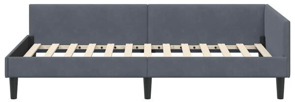 Kutni okvir kreveta Tamno siva 100 cm x 200 cm Baršun - Siva / 100 cm x 200 cm