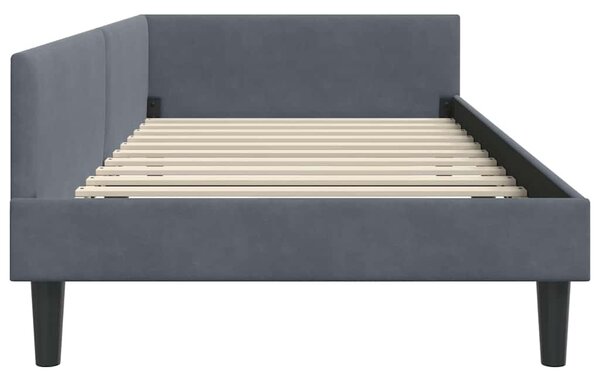 Kutni okvir kreveta Tamno siva 100 cm x 200 cm Baršun - Siva / 100 cm x 200 cm