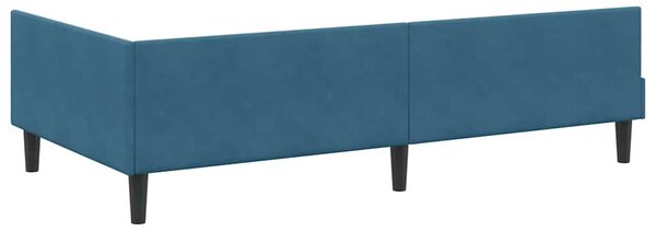 Kutni okvir kreveta s uzglavljem Plava 100 cm x 200 cm Baršun - Plava / 100 cm x 200 cm