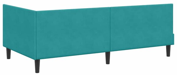 Kutni okvir kreveta s uzglavljem Tirkizna 90 cm x 200 cm Baršun - Tirkizna / 90 cm x 200 cm