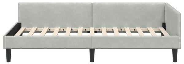 Kutni okvir kreveta Svijetlo siva 90 cm x 190 cm Baršun - Svjetlosiva / 90 cm x 190 cm