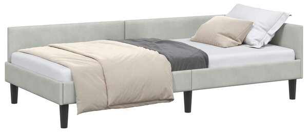 Kutni okvir kreveta Svijetlo siva 90 cm x 190 cm Baršun - Svjetlosiva / 90 cm x 190 cm
