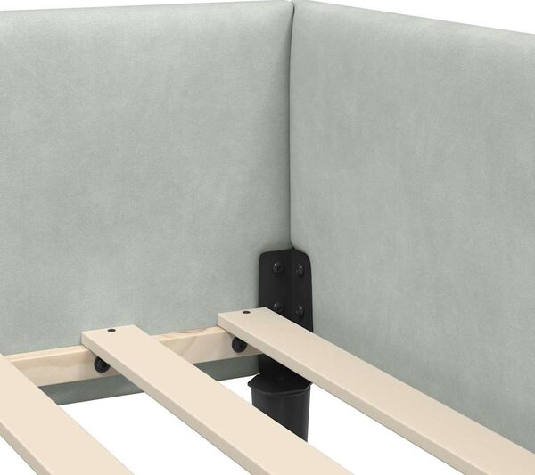 Kutni okvir kreveta Svijetlo siva 90 cm x 190 cm Baršun - Svjetlosiva / 90 cm x 190 cm
