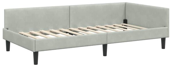 Kutni okvir kreveta Svijetlo siva 90 cm x 190 cm Baršun - Svjetlosiva / 90 cm x 190 cm