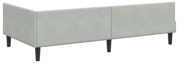 Kutni okvir kreveta Svijetlo siva 90 cm x 190 cm Baršun - Svjetlosiva / 90 cm x 190 cm