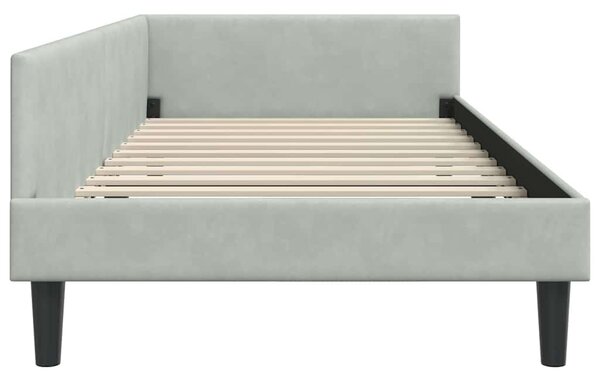 Kutni okvir kreveta Svijetlo siva 90 cm x 190 cm Baršun - Svjetlosiva / 90 cm x 190 cm