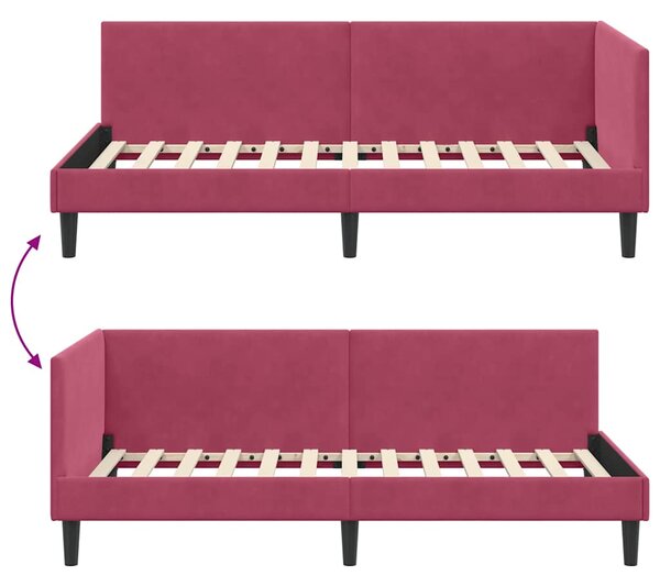 Kutni okvir kreveta Vinska crvena 80 cm x 200 cm Baršun - Crvena / 80 cm x 200 cm