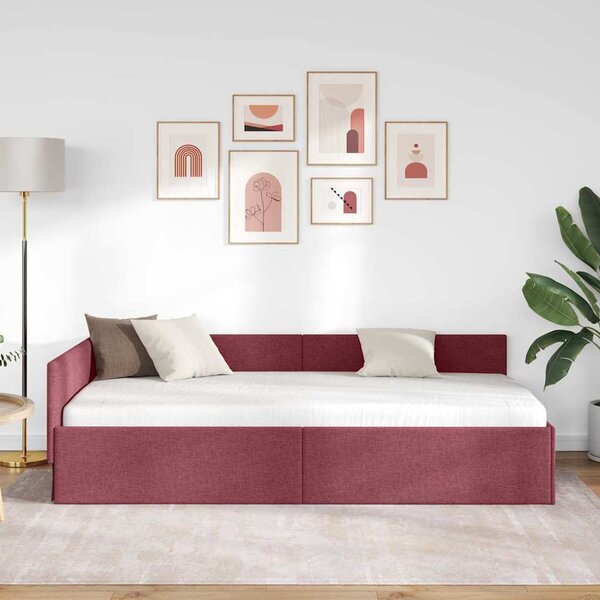 Kutni okvir kreveta Vinska crvena 80 cm x 200 cm tkanina - Crvena / 80 cm x 200 cm