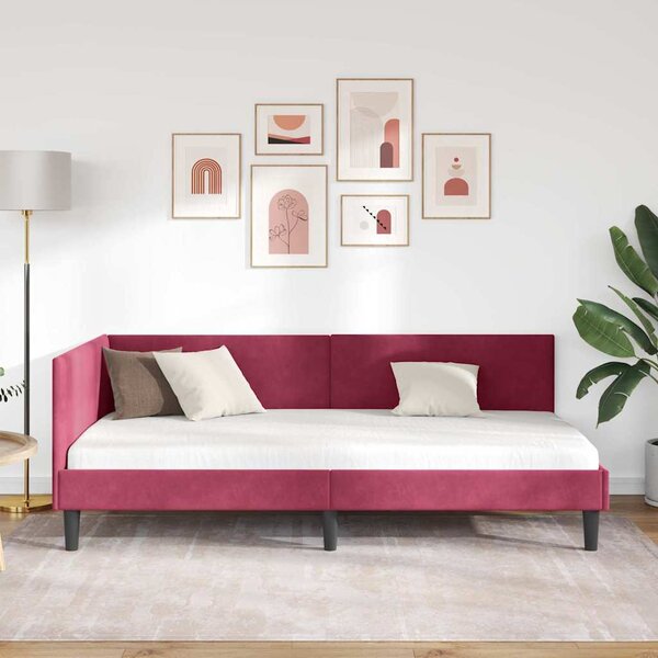 Kutni okvir kreveta Vinska crvena 80 cm x 200 cm Baršun - Crvena / 80 cm x 200 cm