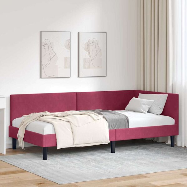 Kutni okvir kreveta Vinska crvena 80 cm x 200 cm Baršun - Crvena / 80 cm x 200 cm