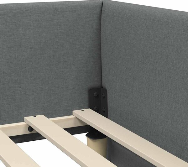 Kutni krevetni okvir s madracem s madracem 2 pcs Siva tkanina - Crvena / 80 x 200 cm