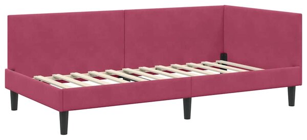 Kutni okvir kreveta Vinska crvena 80 cm x 200 cm Baršun - Crvena / 80 cm x 200 cm
