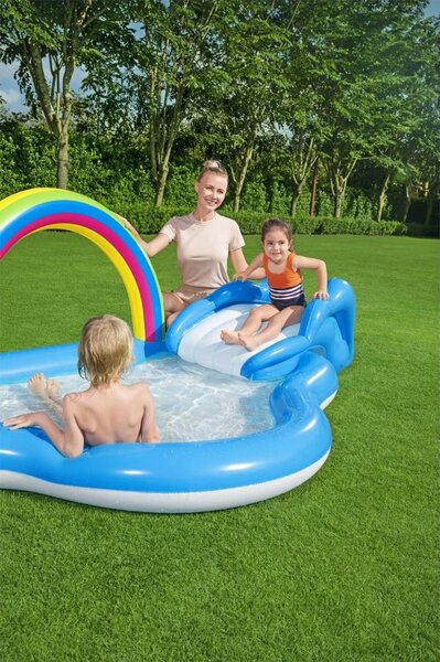 Napuhano igralište za vrt Sunny Rainbow 257x145x91cm BESTWAY + tobogan