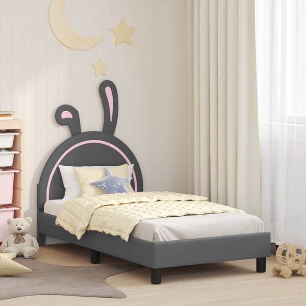 Krevet za djecu s uzglavljem Svijetlo siva 80 x 160 cm PU - Svjetlosiva / 80 x 160 cm