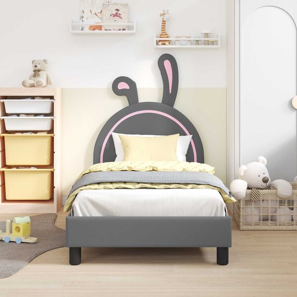 Krevet za djecu s uzglavljem Svijetlo siva 80 x 160 cm PU - Svjetlosiva / 80 x 160 cm