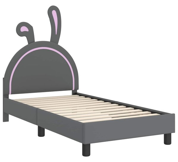 Krevet za djecu s uzglavljem Svijetlo siva 80 x 160 cm PU - Svjetlosiva / 80 x 160 cm