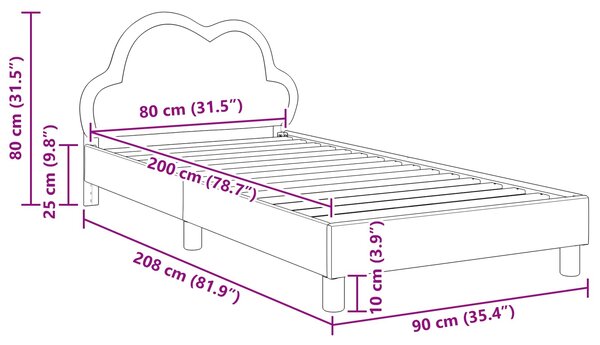 Krevet za djecu s uzglavljem Crna 80 x 200 cm PU - Crna / 80 x 200 cm