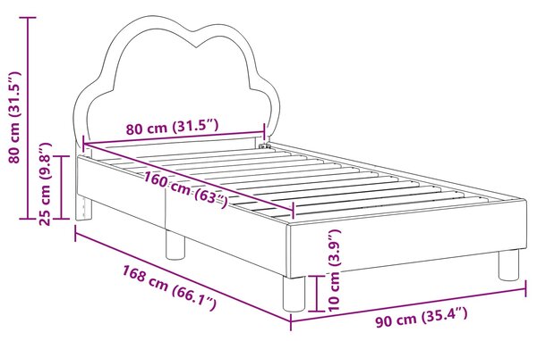 Krevet za djecu s uzglavljem Crna 80 x 160 cm PU - Crna / 80 x 160 cm