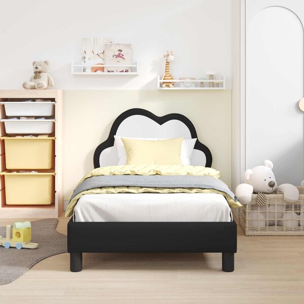 Krevet za djecu s uzglavljem Crna 80 x 160 cm PU - Crna / 80 x 160 cm
