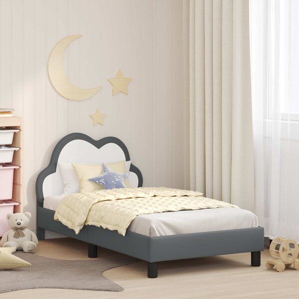 Krevet za djecu s uzglavljem Svjetlosiva 80 x 160 cm PU - Svjetlosiva / 80 x 160 cm