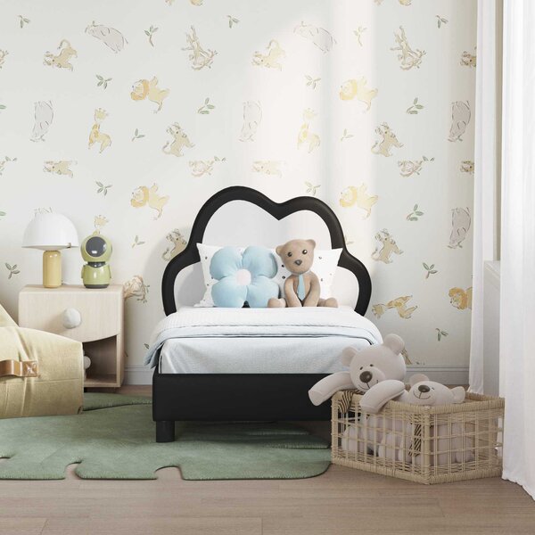 Okvir kreveta za malu djecu s naslonom Crna 70 x 140 cm PU - Crna / 70 x 140 cm