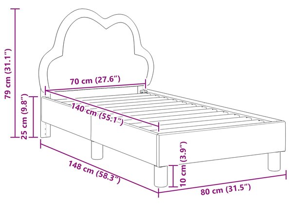 Okvir kreveta za malu djecu s naslonom Plava 70 x 140 cm PU - Plava / 70 x 140 cm