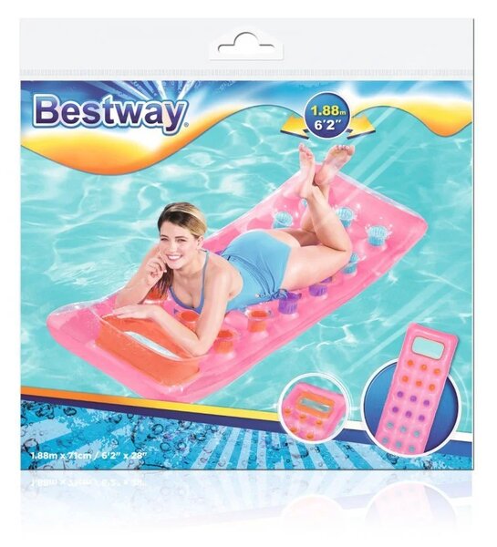 Napuhava madrac za plažu roza 188x71cm BESTWAY + prozirni prozor