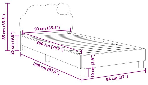 Krevet za djecu s uzglavljem Plava 90 x 200 cm PU - Plava / 90 x 200 cm