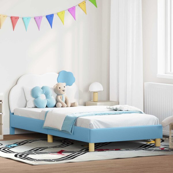 Krevet za djecu s uzglavljem Plava 90 x 200 cm PU - Plava / 90 x 200 cm