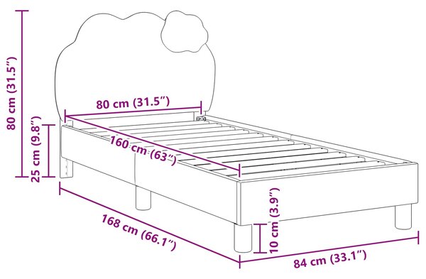Krevet za djecu s uzglavljem Plava 80 x 160 cm PU - Plava / 80 x 160 cm
