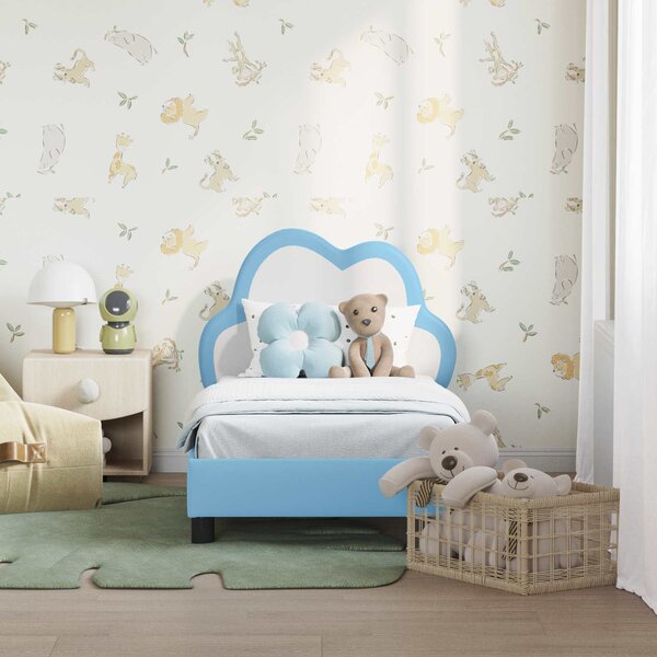 Okvir kreveta za malu djecu s naslonom Plava 70 x 140 cm PU - Plava / 70 x 140 cm