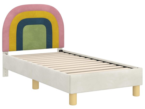 Okvir kreveta za malu djecu s naslonom Krem 70 x 140 cm Baršun - Krem / 70 x 140 cm
