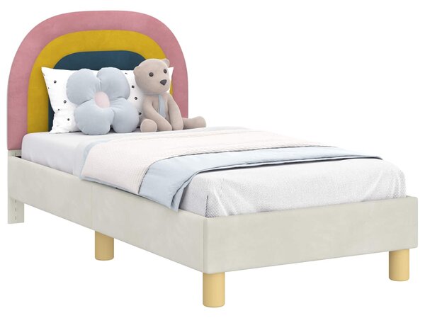 Okvir kreveta za malu djecu s naslonom Krem 70 x 140 cm Baršun - Krem / 70 x 140 cm